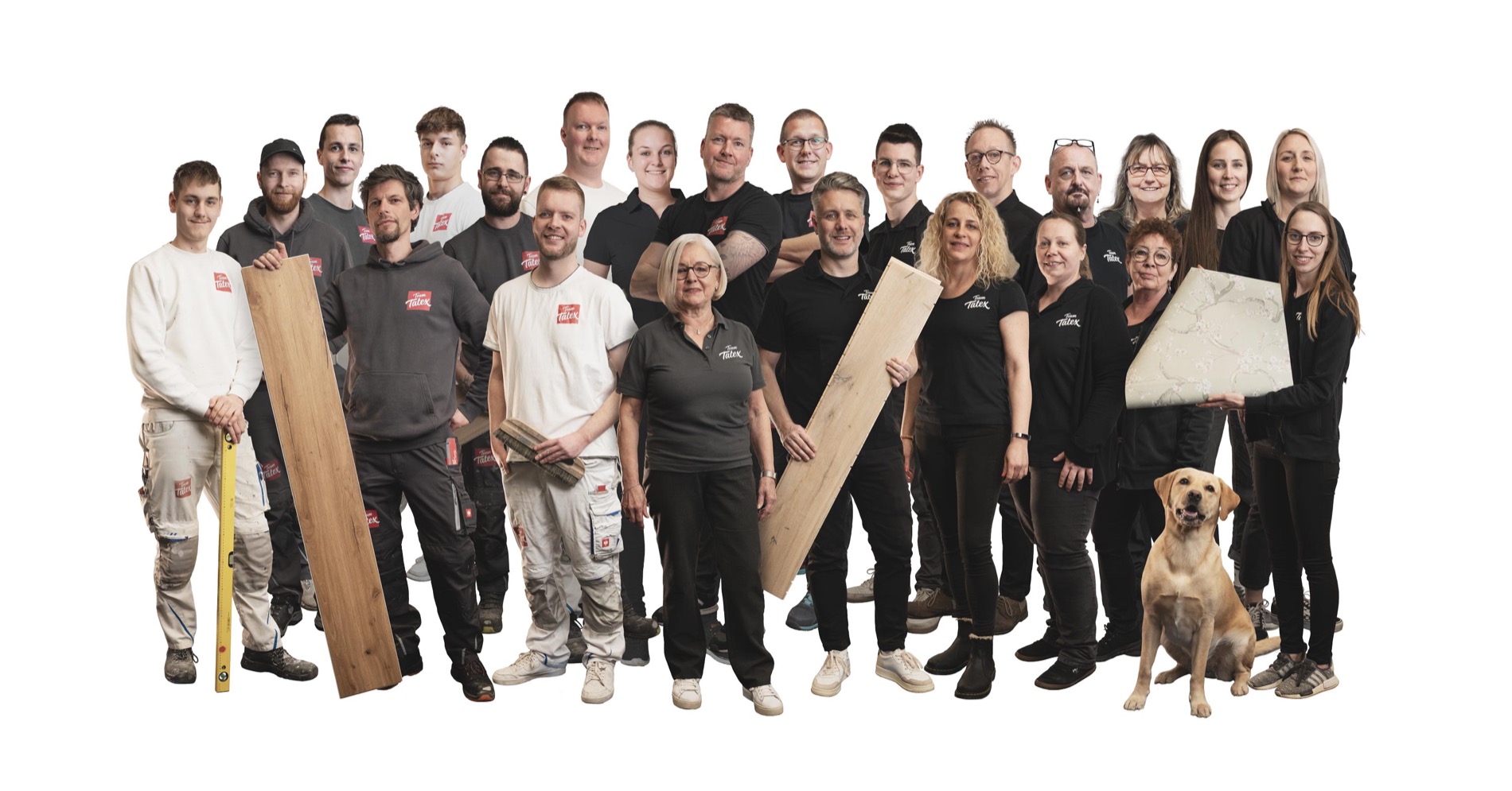 Das komplette Team Tatex – über 20 Menschen aus der Region